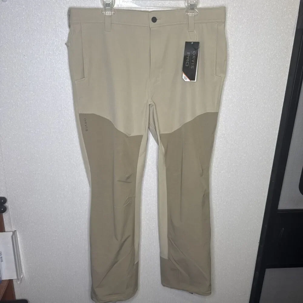 Orvis PRO LT Hunting Pants Mens 38x32 Tan Brown Nylon Lightweight Field Trousers